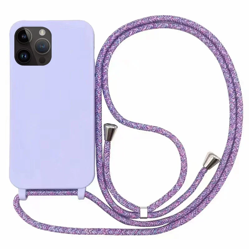 Crossbody Necklace Lanyard Cord Phone Case For iPhone 15 14 Plus 13 12 Mini 11 Pro XS Max XR X 7 8 Silicone Soft TPU Back Cover