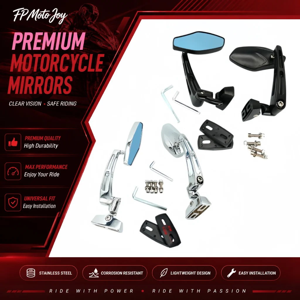 Universal 360° Adjustable Motorcycle Mirrors, Aluminum Alloy HD Blue Glass Fit Honda CBR 600 F3 F4i, CBR 900 929