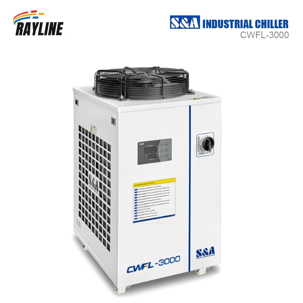 Rayline S & Een CWFL-3000AN Industriële Lucht Water Chiller Voor Co2-vezel Lasergravure Snijmachine Koeling