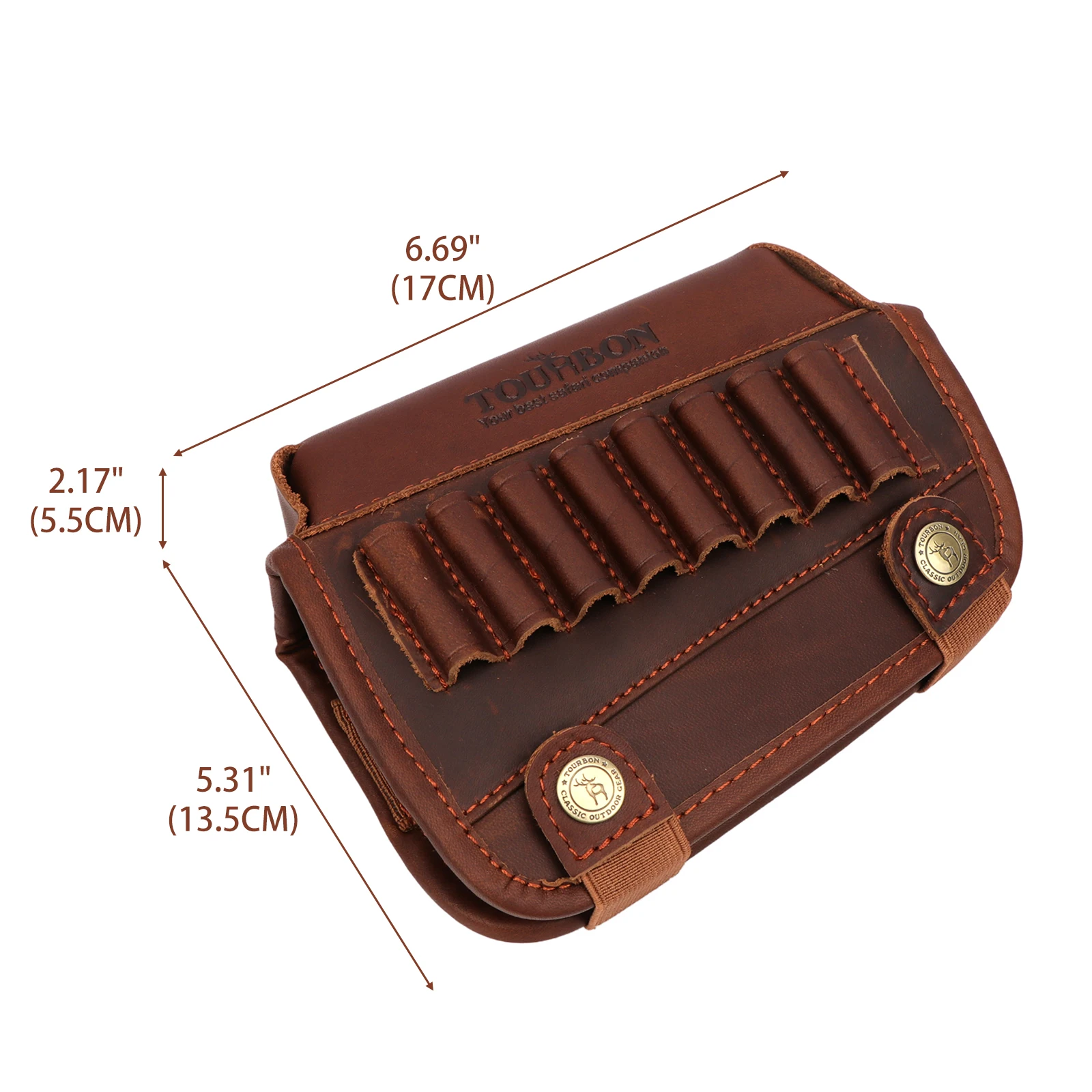 Tourbon Hunting Rifle Buttstock Shooting Cheek Rest Riser Pad Genuine Leather W/ Ammo Cartridges Holder Carrier Gun Accessories image 4