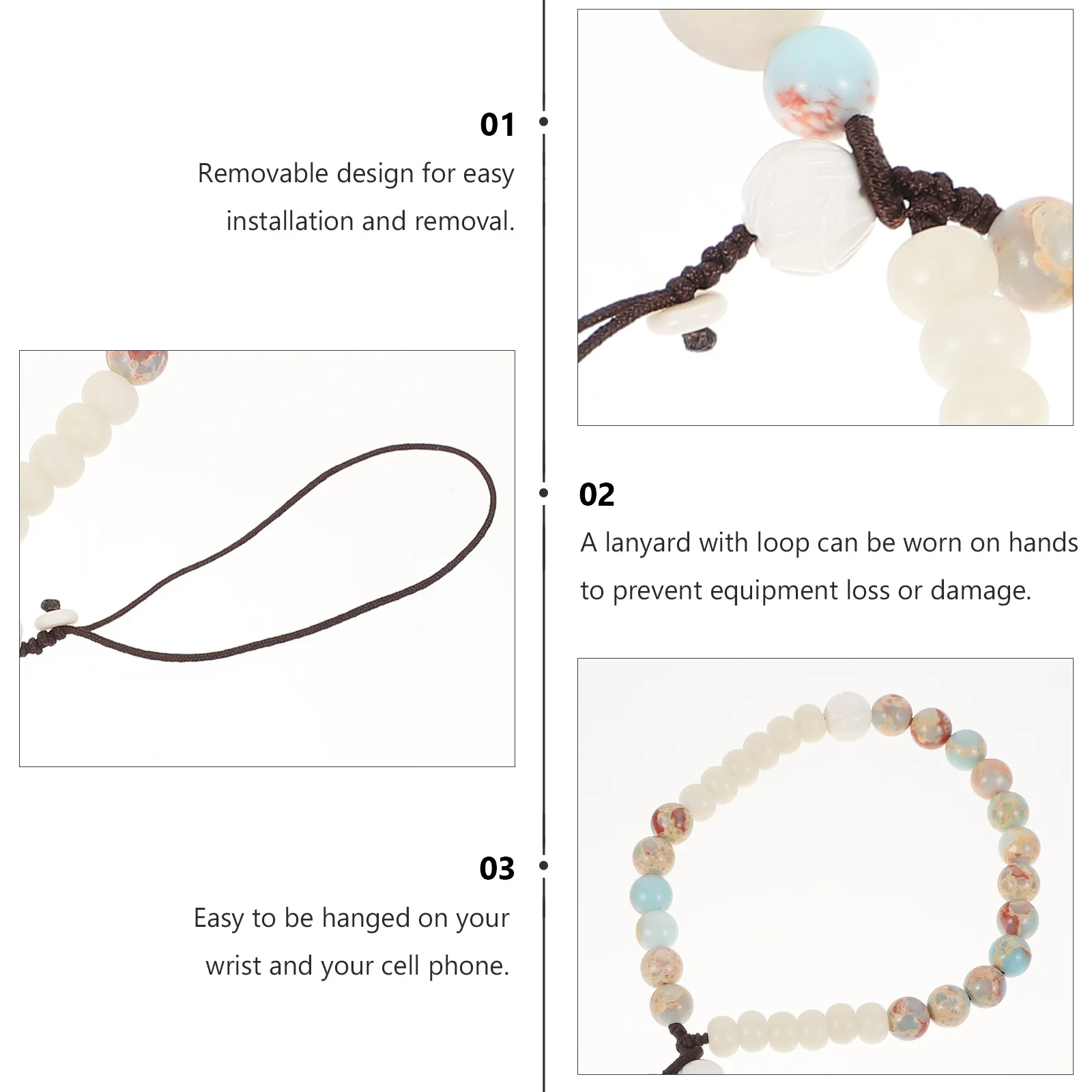 

1pc Agate Pi Lanyard Beads Mobile Phone Strap Design For Mobile Phone Strap Anti-Loss Wrist Holder Decor Chain Accessory