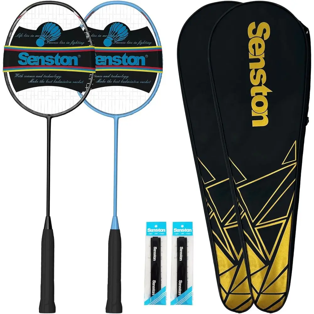 

Carbon Fiber 5U Ultralight Badminton Racquets Set with Anti-Slip Grips and 2 Bags for Outdoor Fun & Family Games