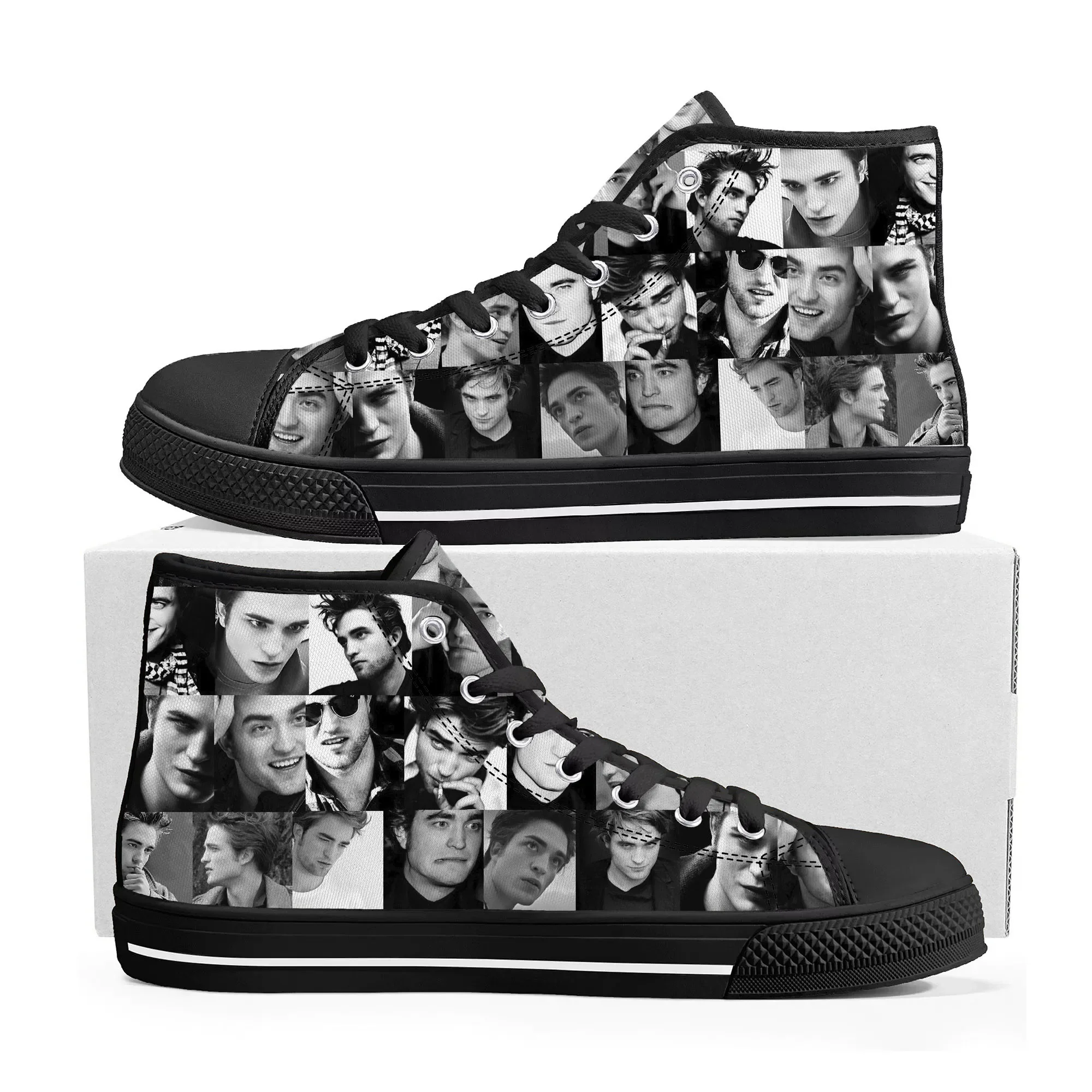 Unisex Robert Pattinson Canvas Sneaker, Custom Made Shoes, alta qualidade, personalizado, DIY, Casual, Homens, Mulheres, Adolescente, Top