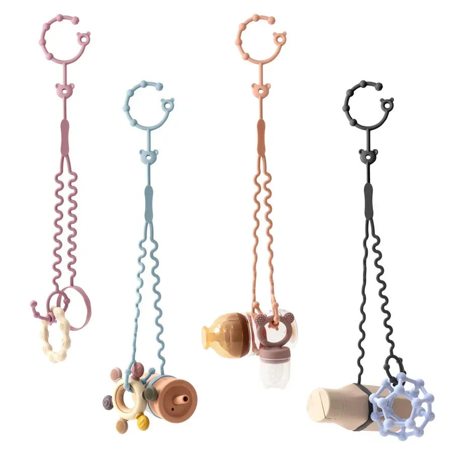 Ciuccio Nuovo Bambino 1PC Catena Ciuccio Con 2 Clip Catena Bottiglia Infantile Catena In Silicone Regolabile Massaggiagengive Giocattolo Passeggino Accessori