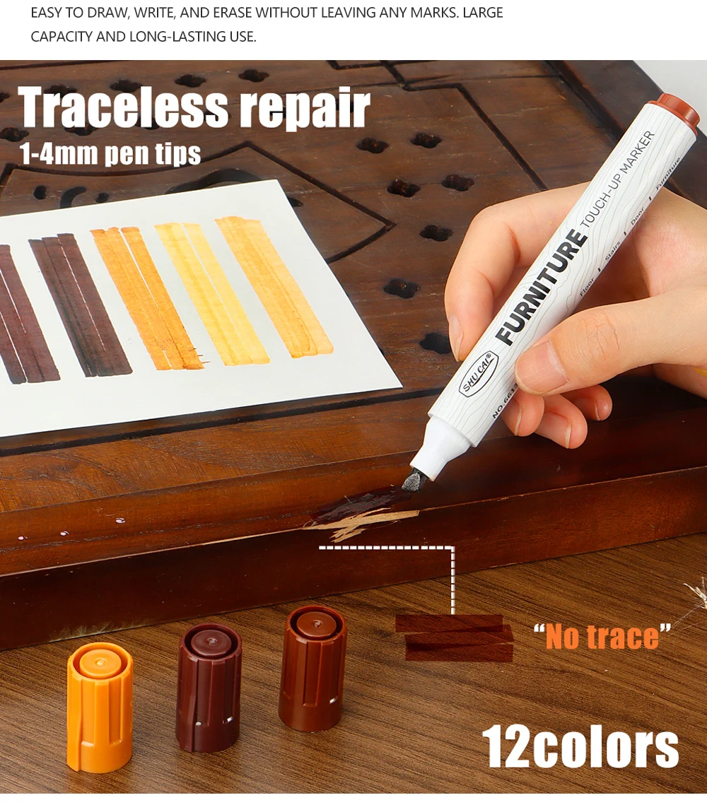 8/12 farben Möbel Ausbesserung Kit Marker Füllstoff Sticks Holz Verbund Korn Farbe Reparatur Stift Kratzer Wiederherstellung Scratch Patc – Detail 6