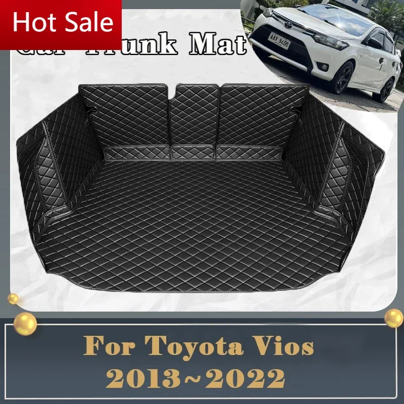 Car Trunk Mat For Toyota Vios XP150 2013~2022 Dirt-resistant Fully Surrounded Trunk Mat Rear Cargo Tray Car Accessories 2014