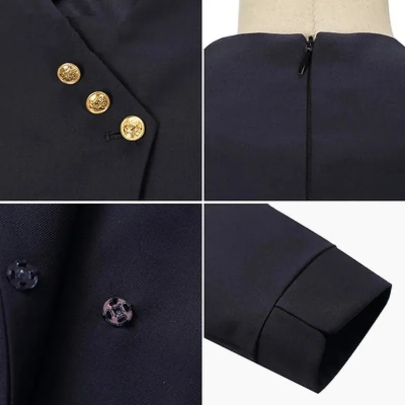 New Hot Sale Airlines Flight Stewardess Uniform Professional Suit Female Office Work Etiquette Clothes Navy Blue Dress