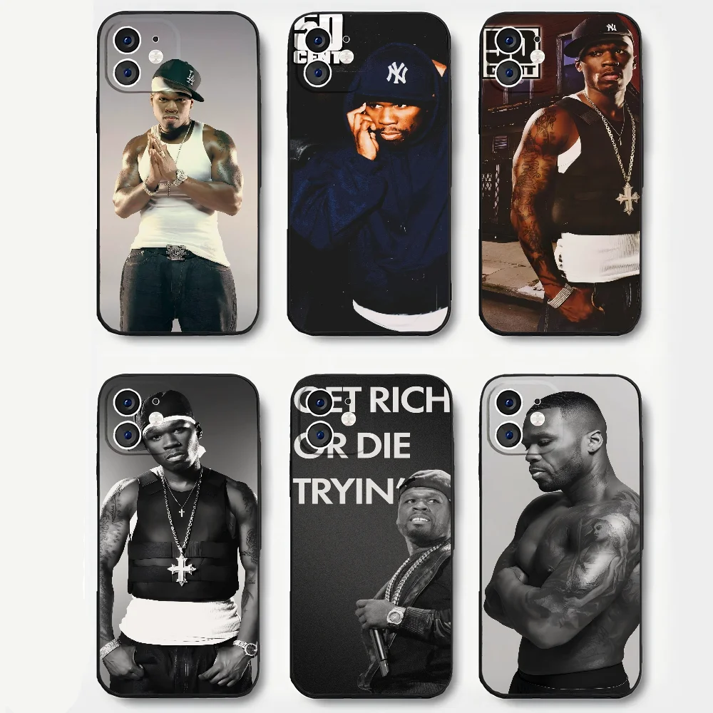 Rapero Hip Hop Street 50 Cent funda de teléfono de silicona suave para IPhone 16 15 14 13 12 11 Plus Pro Max Plus