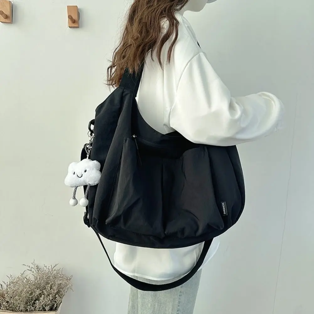 

Casual Oxford Cloth Shoulder Bag Portable Solid Color Nylon Crossbody Bag Handbag Large Capacity Lightweight Tote Bag Students