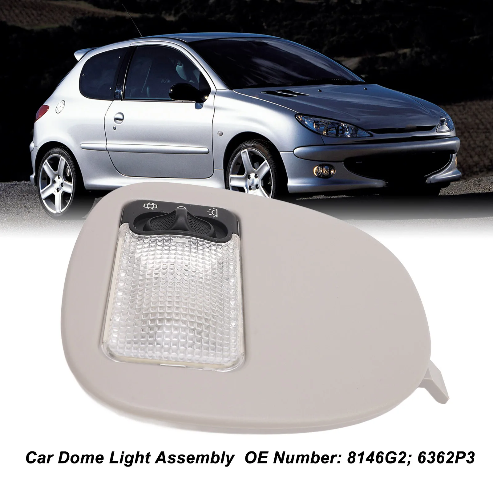Car Interior Dome Reading Light with Panel Accurate Fit Scratch Proof 8146G2 Replacement for Peugeot 206 207 Car Accessories