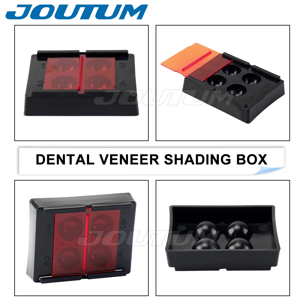 4 Holes Dental Mix Composite Shading Light Box with Cover Veneer Tooth Box Denture Teeth Patch Shading Light Storage Case