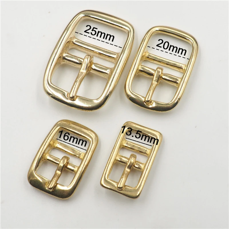 1PC Solid Brass Belt Buckle Square Center Bar Adjuster Pin Buckle Leather Craft Strap Belt Bag Parts 13.5mm Inner Width