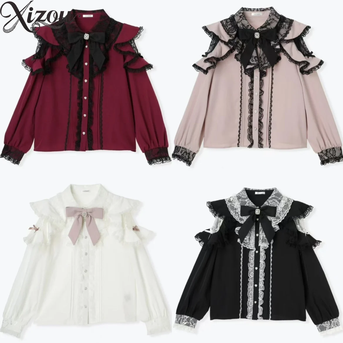 2025 New Lace Fungus Edge Long-sleeved Shirt Spring Autumn Women's Clothing Camisas De Mujer Casual Ladies Casual Tops