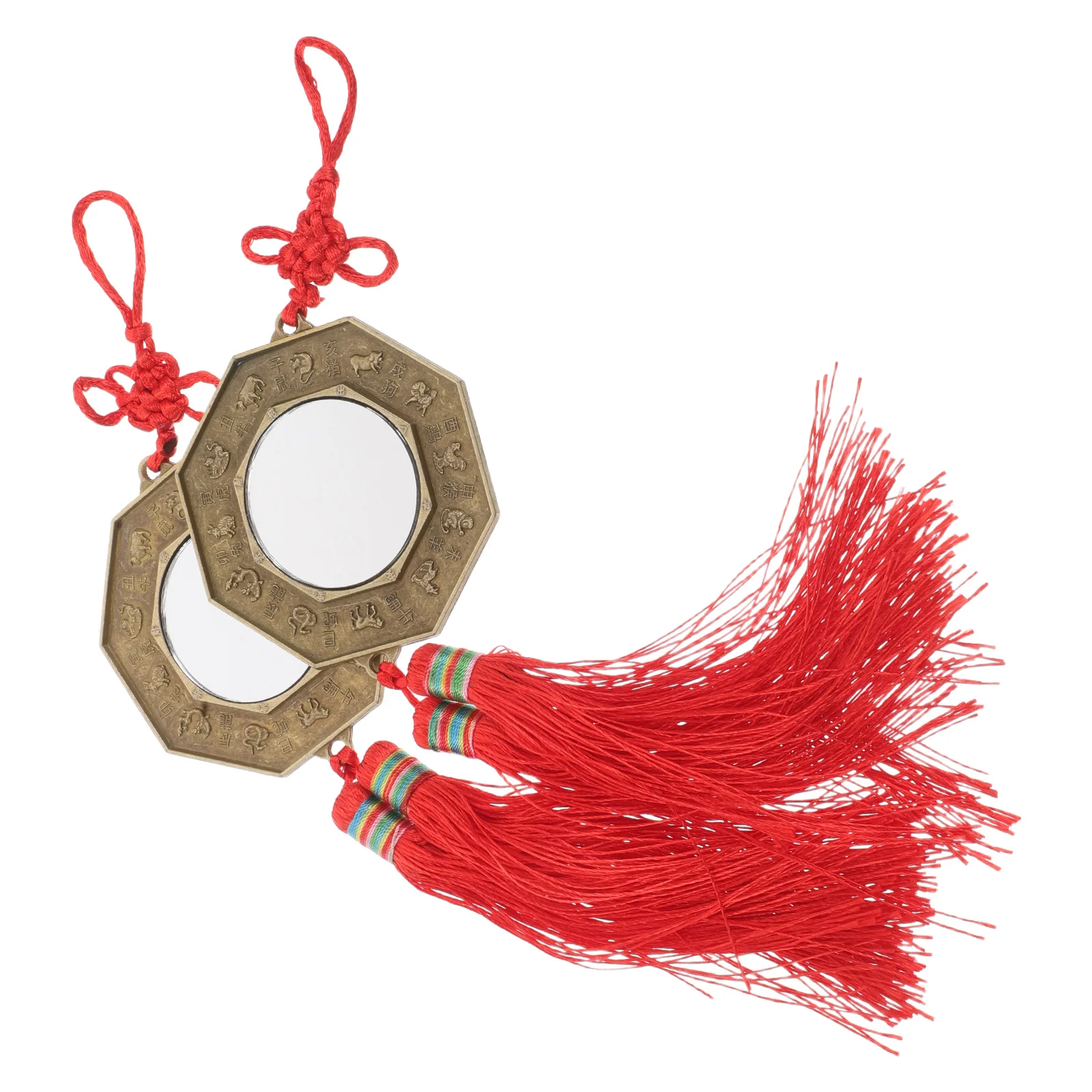 

2pcs Bagua Mirror Chinese Feng Shui Decorative Wall Hangings Convex Concave Metal Style Luck Chi Pendant