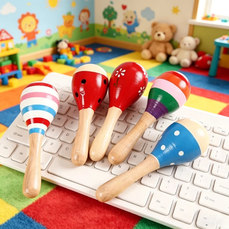 Maraca de Madera, Instrumento de Percusión Manual, Agitador de Ritmo para Actuaciones en Vivo, Fiestas y Entretenimiento Musical