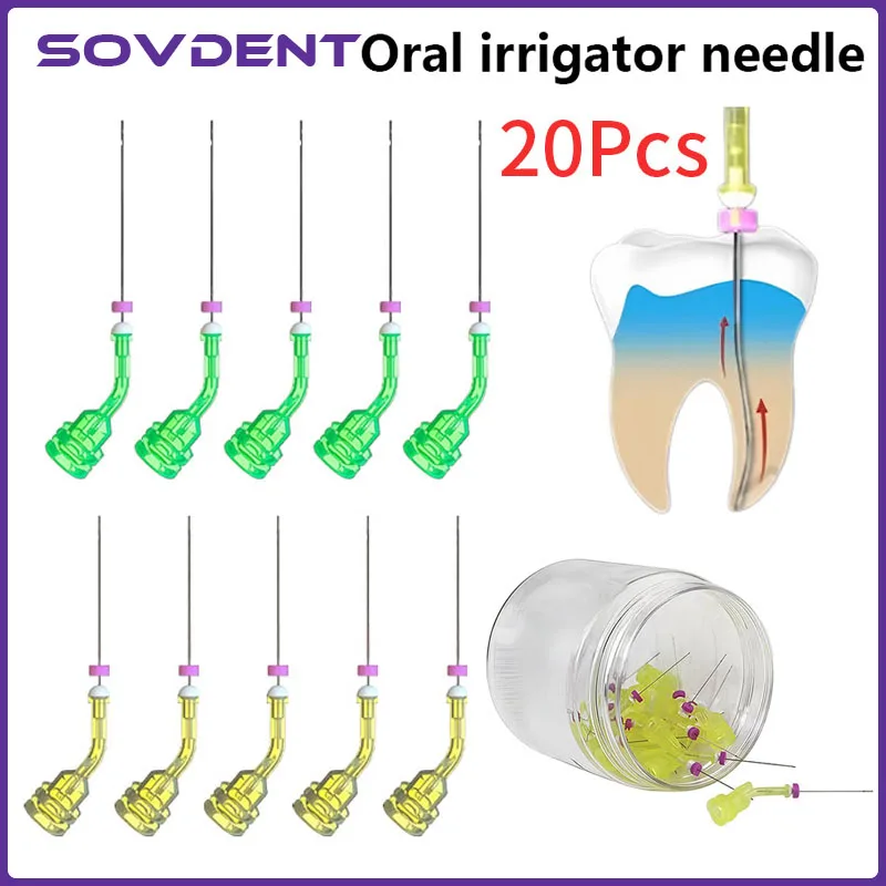 20pcs Dental Endo Needles 2 Holes for Dentist Endodontics Irrigator Disposable Root Canal Cleaning Dentistry Material