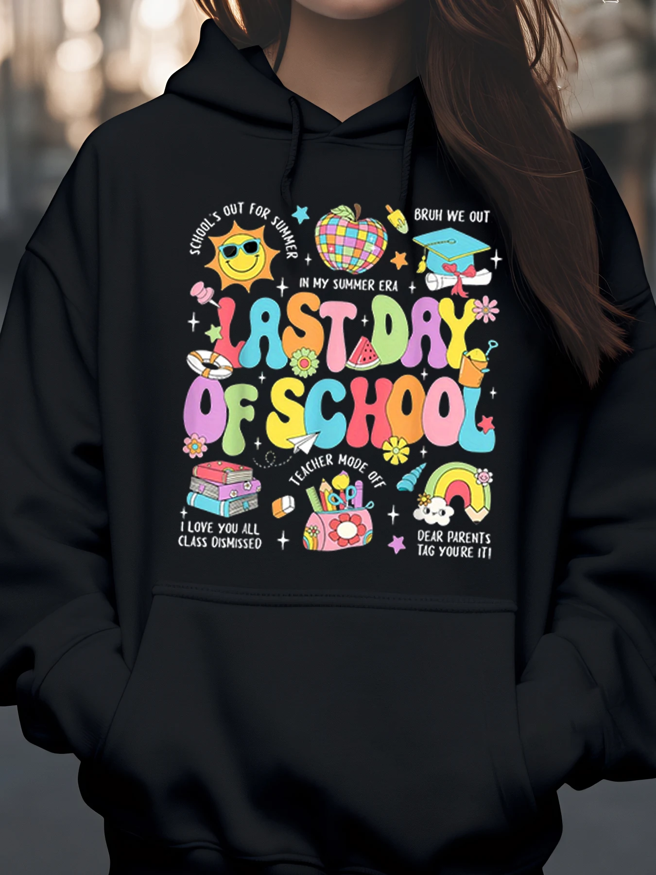 

Толстовка с принтом «Последний день школы», летняя праздничная повседневная одежда для детей и подростков