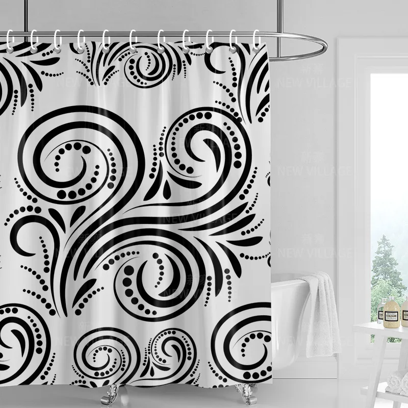 Home shower curtains bathroom Decora waterproof fabric non-slip bathmat water absorption curtain Modern nordic simple plant