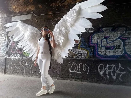 Remote Controlled Electric Angel Wings White Feather Mechanical Movable Folding Cosplay Wings for Stage Show Photography