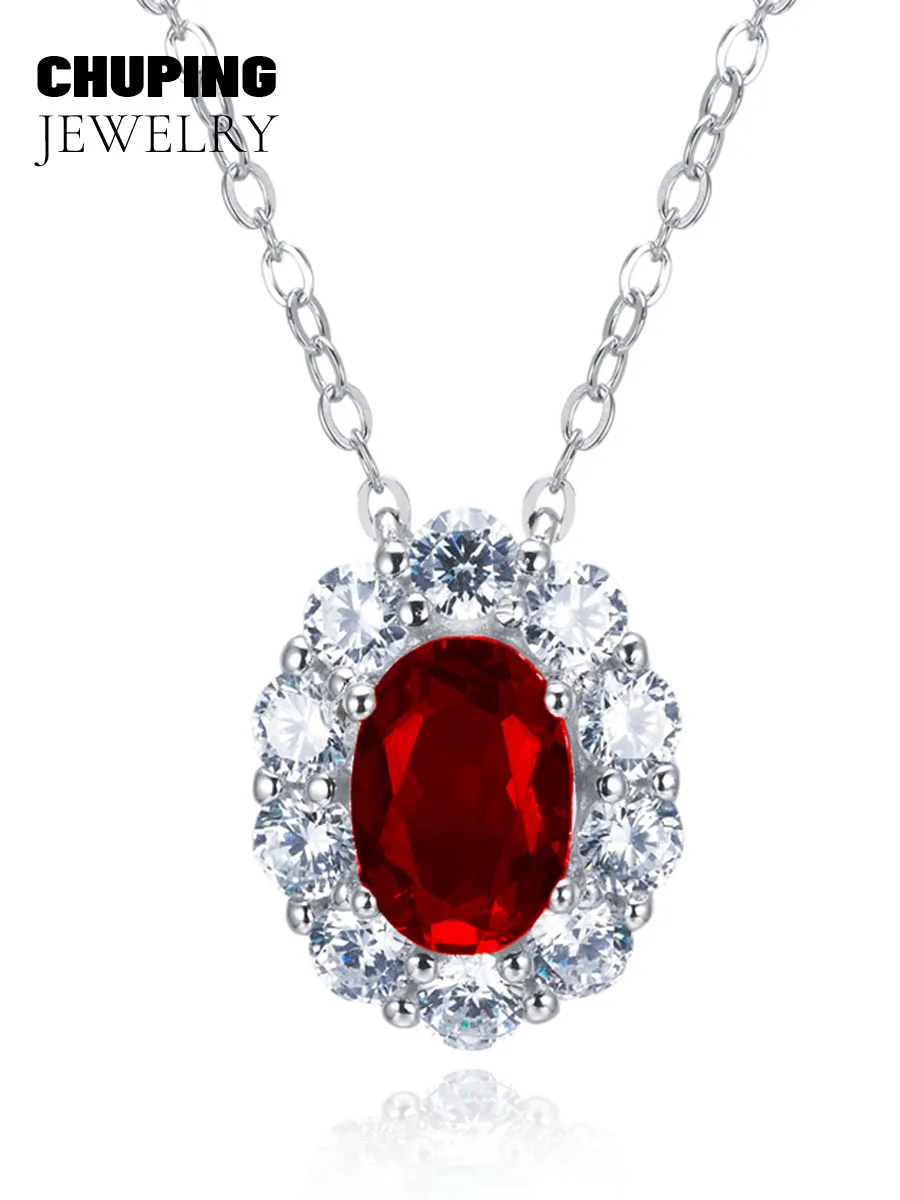 

ChuPing Fine Jewelry Lab Grown Рубин, Сапфир и Параиба Овальная огранка 5*7 мм S925 Ожерелье для женщин Классический подарок на день Святого Валентина для вечеринки
