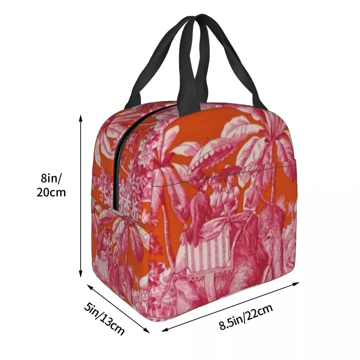 Toile De Jouy - Pink And Orange Lunch Bags Bento Box Lunch Tote Leakproof Picnic Bags Cooler Thermal Bag for Woman Girl School