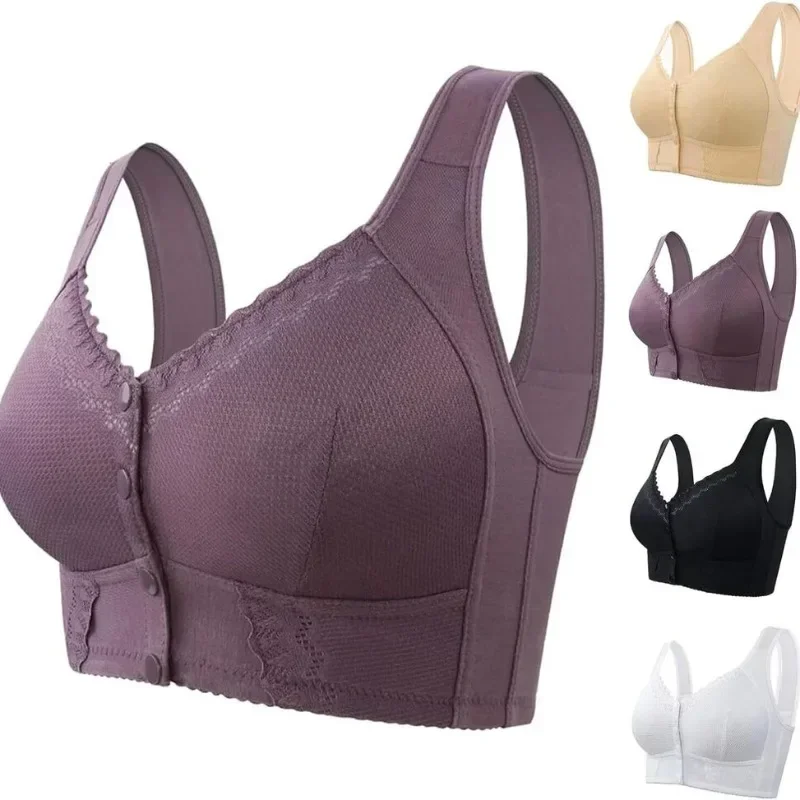 Charm Bras Front Snaps Women Wireless Brassiere Front Button Closure Underwear Support Bra Comfortable Sport Bra Plus Size