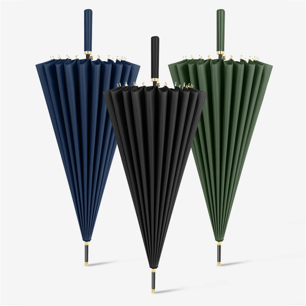 Automatic 24 Bone Umbrellas Fashion Solid-Color Reinforcement Windproof Parasols All-Weather Umbrellas For Rainy Day