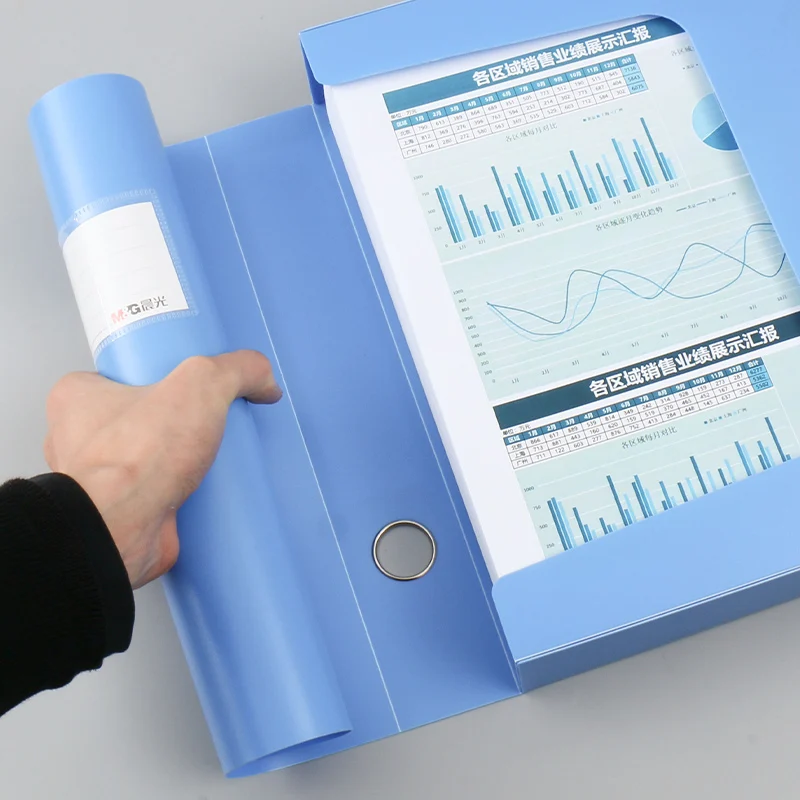 A4 File Storage Box Thickened for Office Contracts Blue Waterproof Large Capacity Non-Irritating Odor with Double-Sided Labels