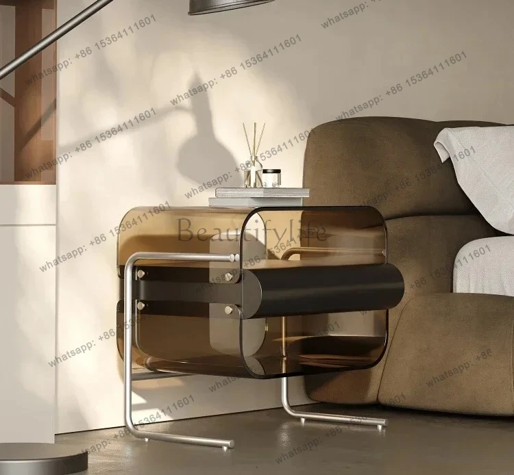 

LXItalian bedside table light luxury high sense modern simple bedside storage cabinet bedroom acrylic designer