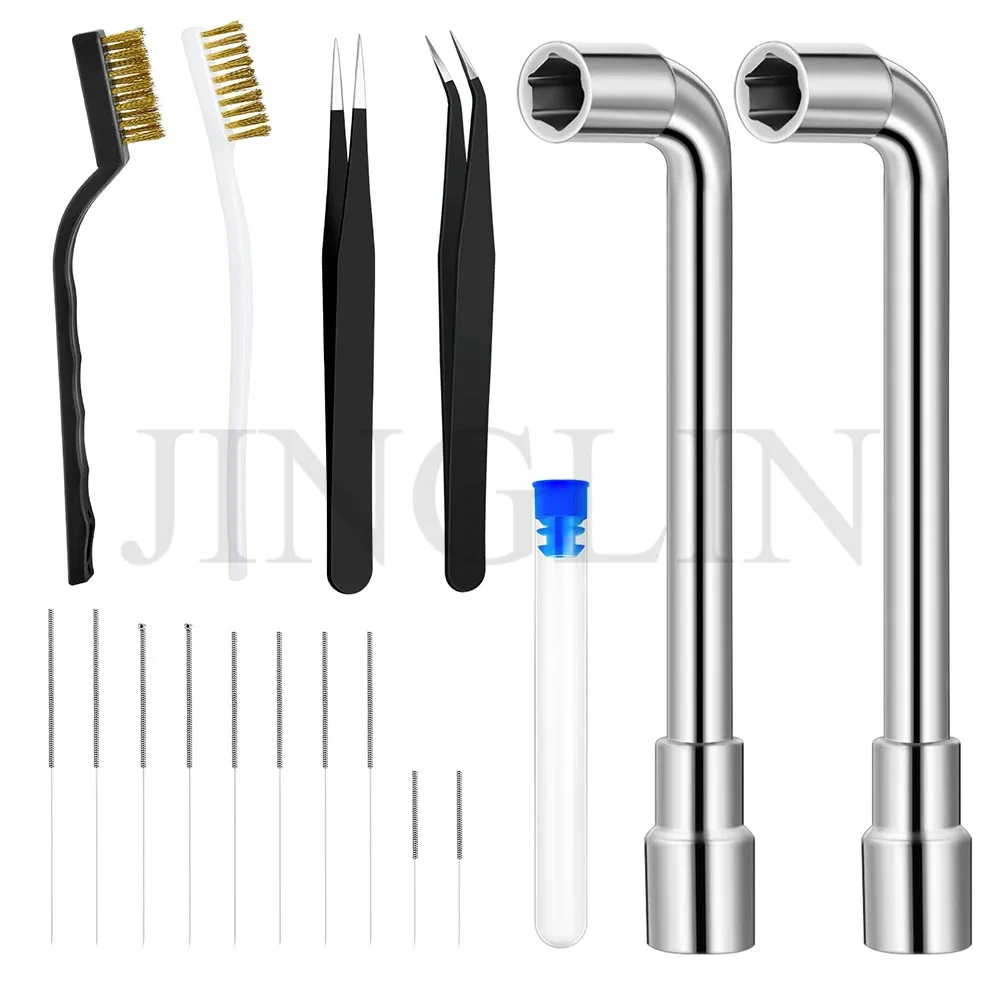 3D Printing Tool Nozzle Cleaning Needle With Wrench/Wire Brush Deburring Tools Kit 3D Printer Part for Unclogging Tubes Extruder