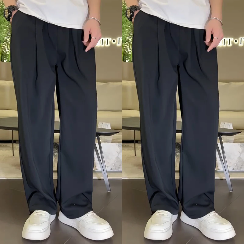 

Мужские летние тонкие брюки ACMEOSTUDO прямого кроя, свободные, черные, с эффектом драпировки, премиум-класса, повседневные, модные