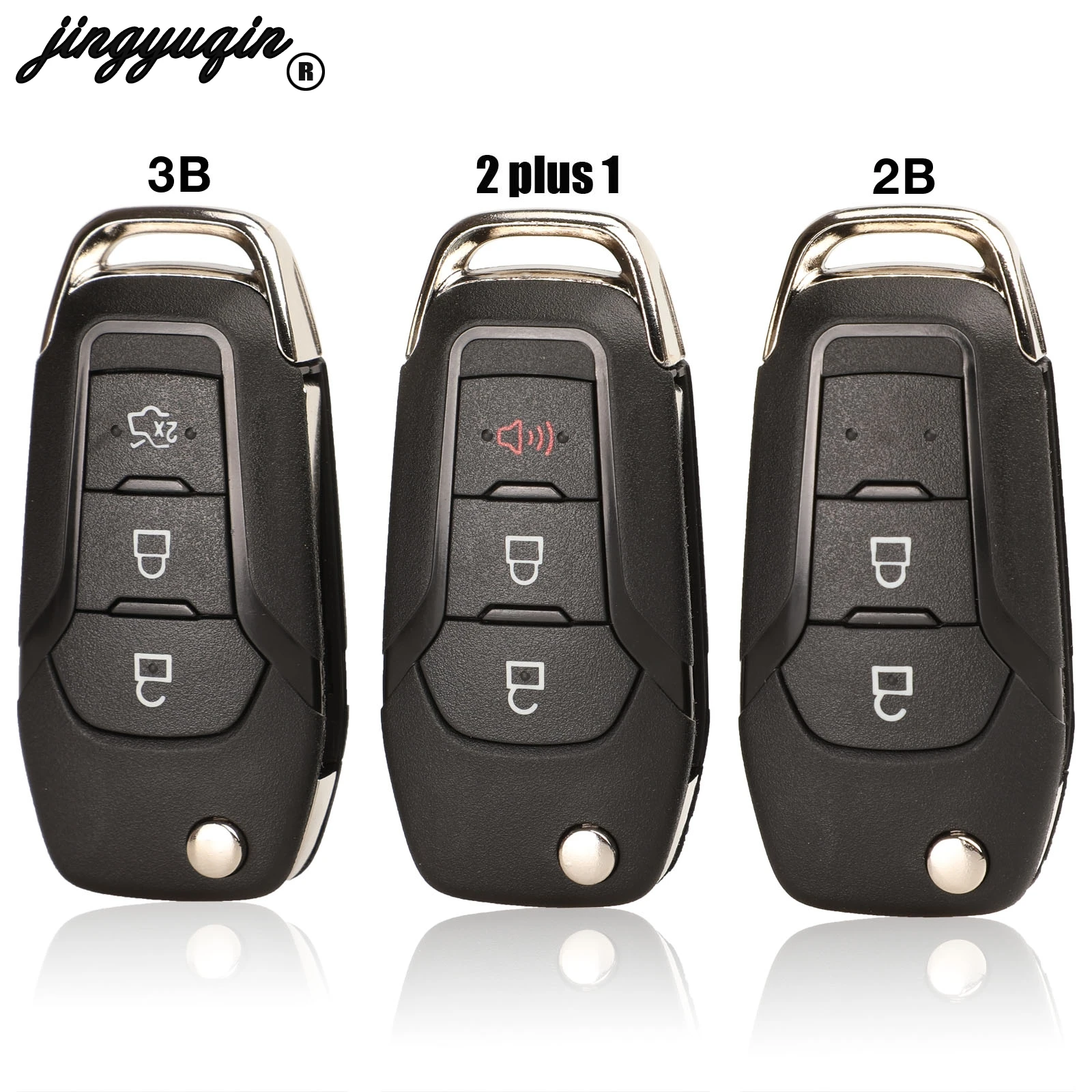 jingyuqin Remote Car Key Shell Case Cover For Ford F-150 F-250 F-350 Explorer Ranger KA Fiesta Mondeo 2/3 Buttons