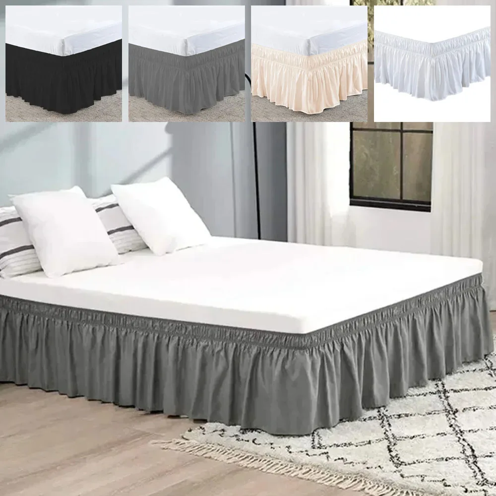 

Home Bed Skirt Wrap Around Elastic Band Bed Shirts Without Bed Surface Twin /Full/ Queen/ King Size 40cm Height for Home Decor