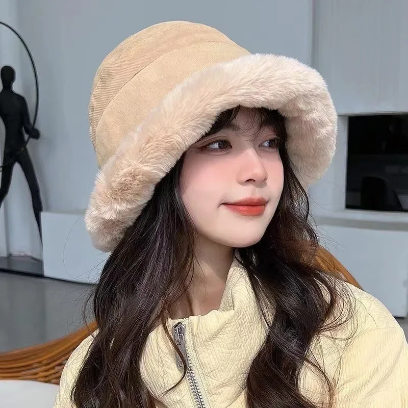 Winter Plush Fisherman Hat Japanese Style Mongolian Hat with Ear Flaps, Warm, Fleece-Lined, Thick, Cute