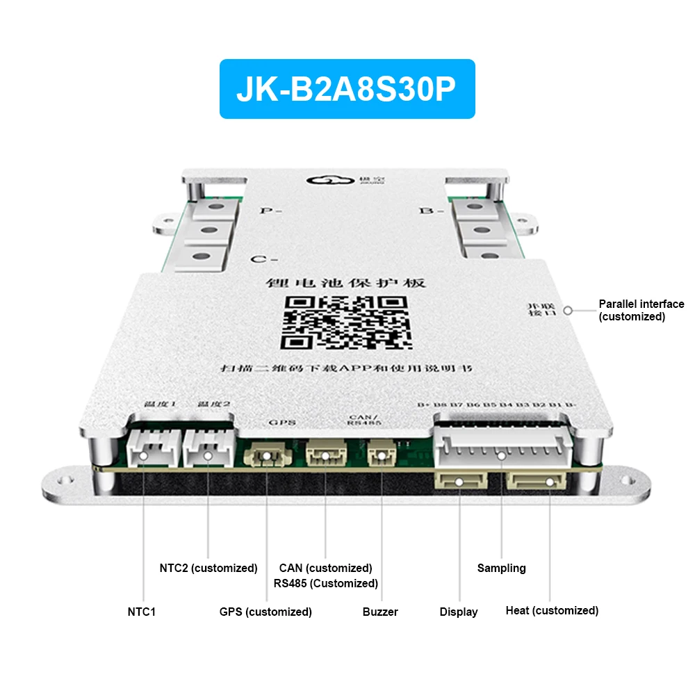 JK BMS 2A8S20P Heat CAN Aktiver Ausgleich BMS 4S 5S 6S 7S 8S 12V 24V 100A-300A Smart JIKONG BMS für Li-Ion LiFePO4 Batterie BMS – Detail 10
