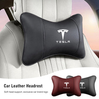 Car Leather Seat Headrest Neck Pillow Head Cushioning Accessories For Tesla Model 3 Model S Model X Model Y Cybertruck Roadster