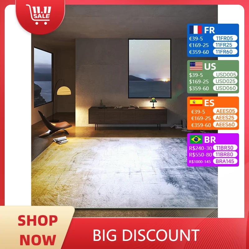 Multi-color Gradient Carpet Comfortable Refreshing Bedroom Rug Luxury Large Area Living Room Decoration Carpets Corridor Rugs IG