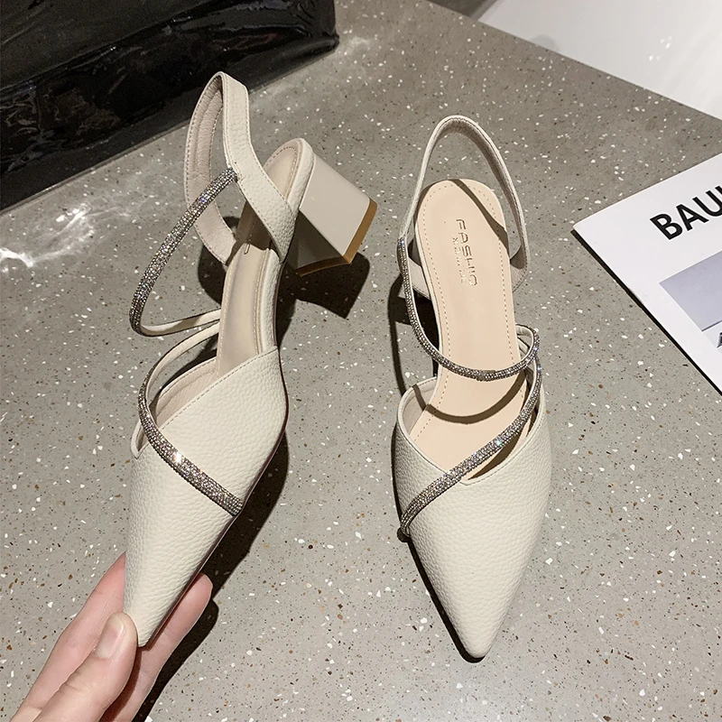 

Женские сандалии с острым носком, универсальные сандалии на квадратном каблуке