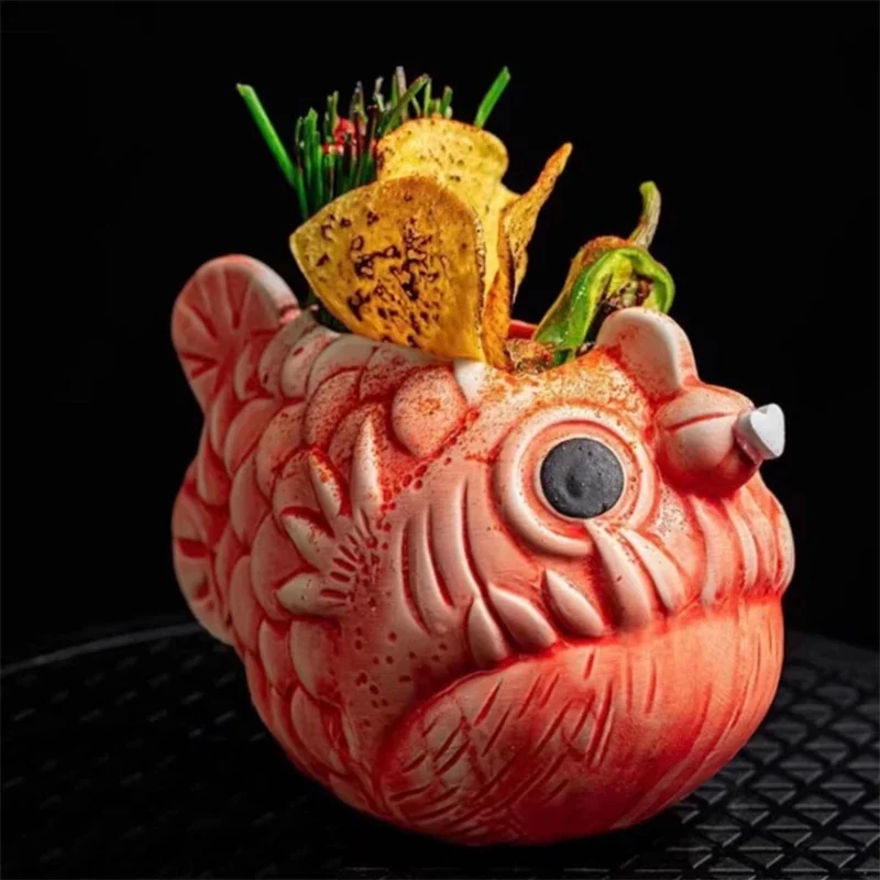Vintage Hawaiian Tiki Zombie Skull Ceramic Cocktail Mug For Tropical Party Home Bar Centerpiece For Adults Halloween Gift - view 4