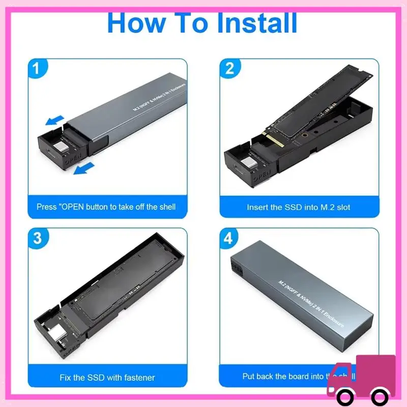 

Компактный корпус SSD с двумя протоколами M2 Nvme NGFF SATA SSD-корпус 10 Гбит/с для внешнего корпуса USB3.1 для 2230 2242 2260 2280 M/B&M Key