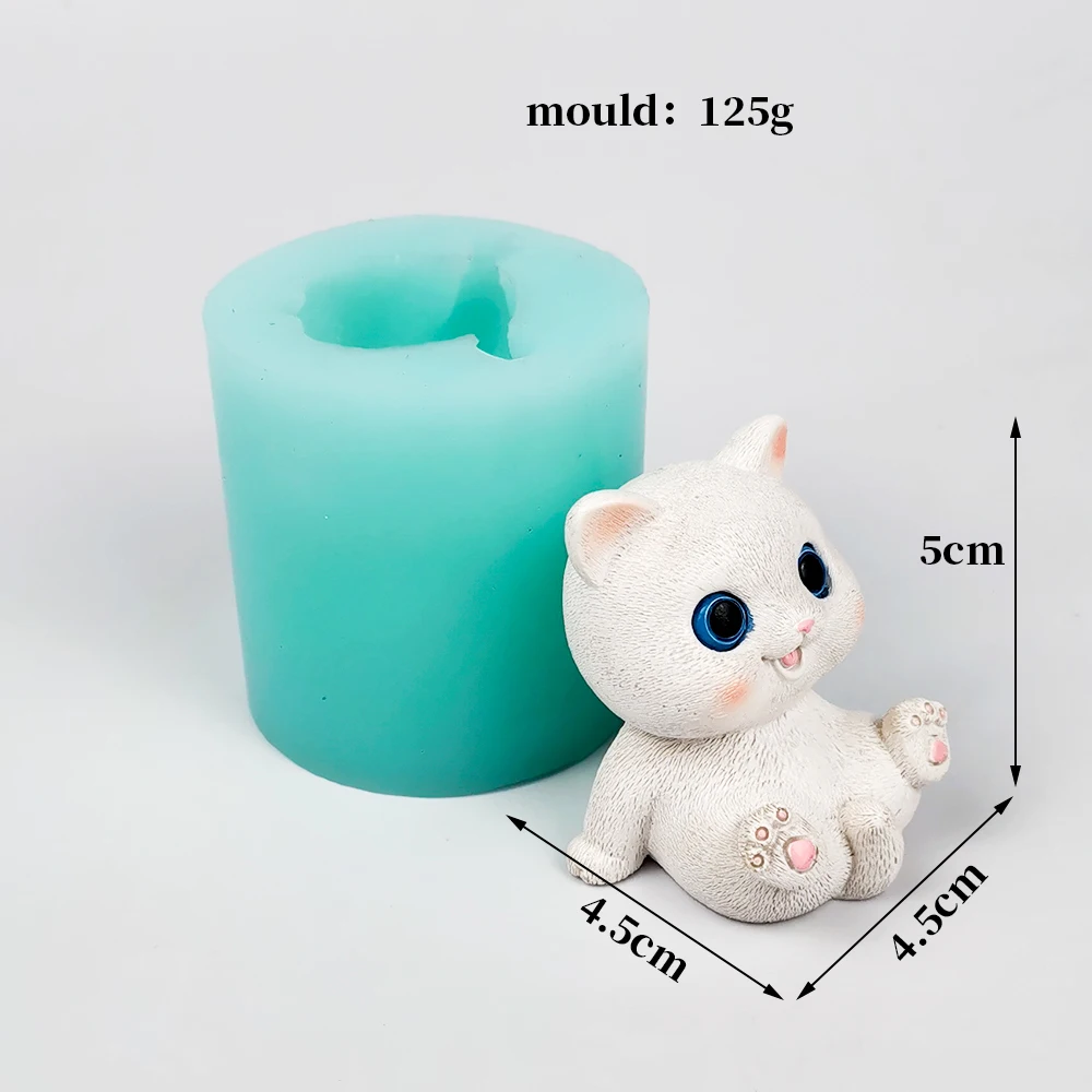 Cute Cat 3D Silicone Candle Mold Handmade Animal Simulation DIY Cartoon Cat Aromatherapy Plaster Decoration Mould Candle Making