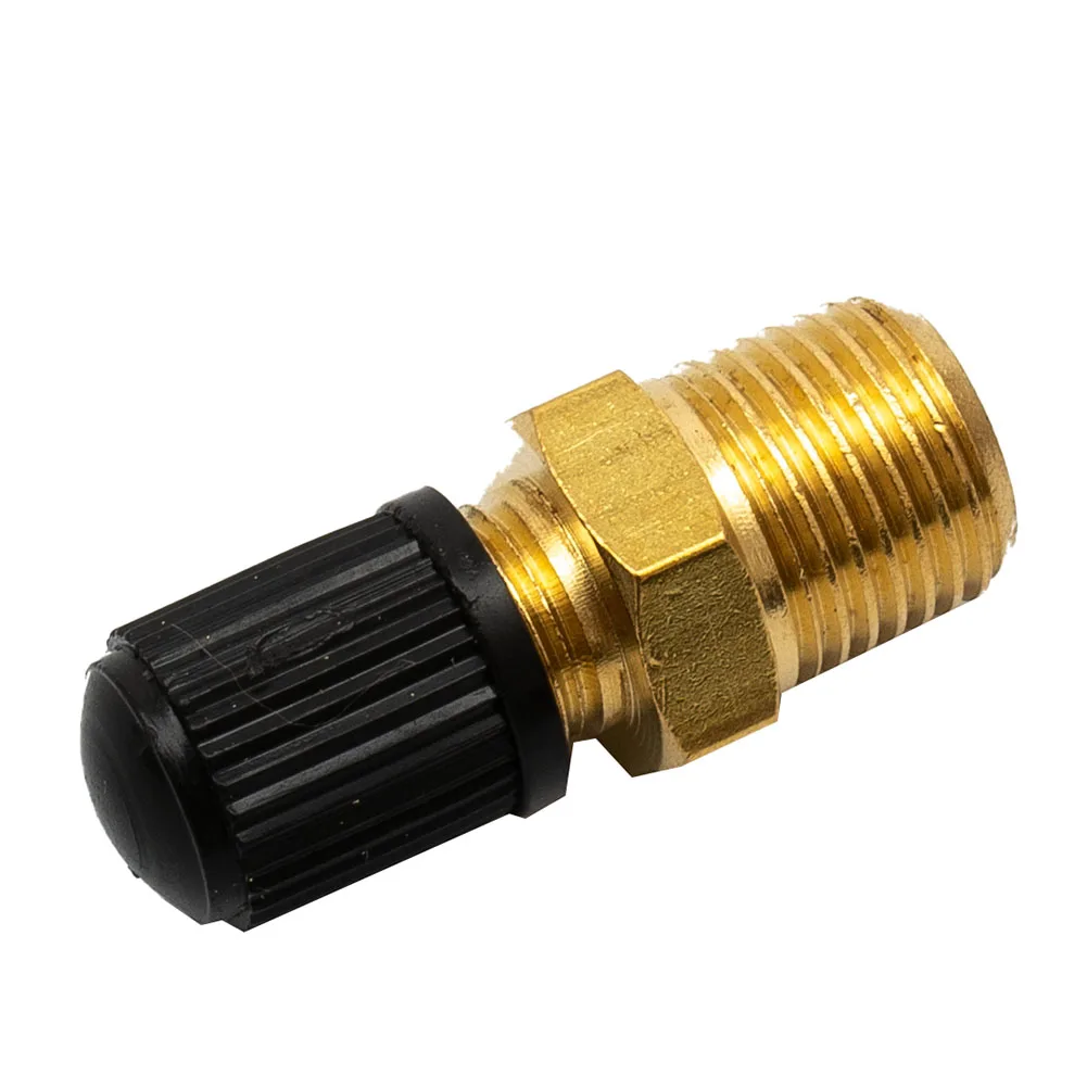 4 Pack 8 Inch NPT Nickel Plated Brass Air Compressor Tank Fill Valves with Solid Core and Black Plastic Cap for Air Systems