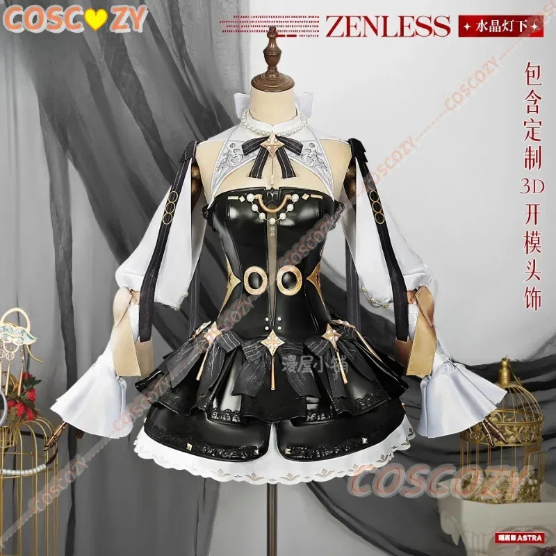 2025 11 لعبة Zenless منطقة صفر أسترا ياو الثريا تأثيري حلي شعر مستعار أغطية الرأس أقراط وكيل الأسود الجلود الزي هالوين U