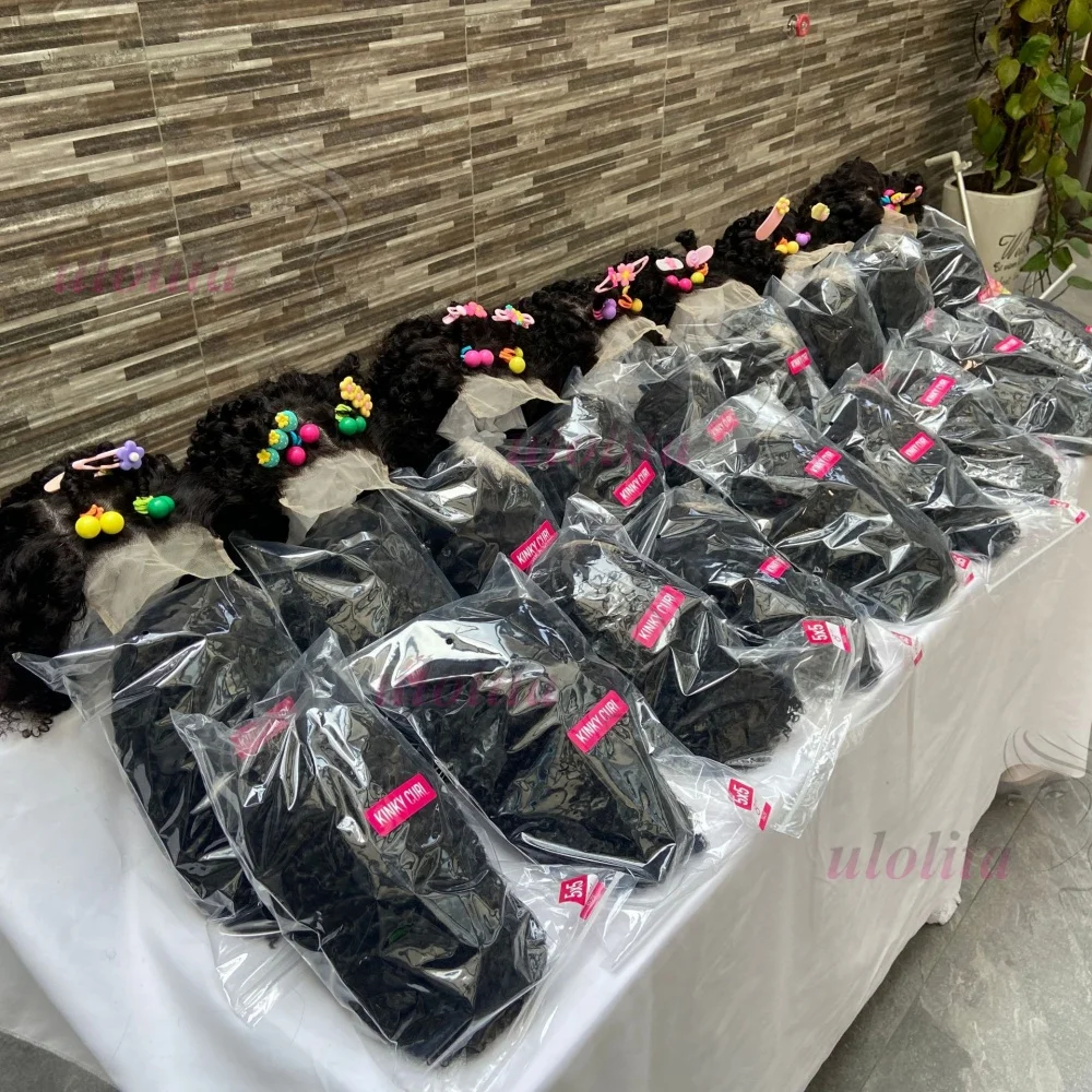 Premium 100% Echthaar Kinderperücken 8 Zoll 200% Dichte Niedliches Remy-Haar Krauses Lockiges 4x4 Lace Closure Perücken Naturfarbe 15A – Detail 3