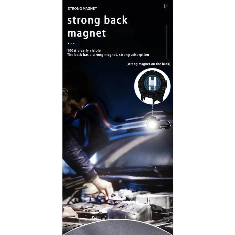 Mini LED Flashlight, 800 Lumens USB Rechargeable COB Keychain Work Light with Bracket for Emergencies