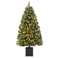 4.5FT Artificial Potted Christmas Tree with 300 Lights Christmas Tree Outdoor Decor 8 Mode Timer Waterproof with Real-Like Tips