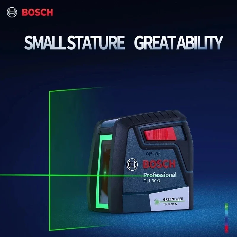 BOSCH GLL30G poziom lasera dwuliniowy samopoziomujący zielone światło pionowy poziomy przyrząd pomiarowy o wysokiej precyzji