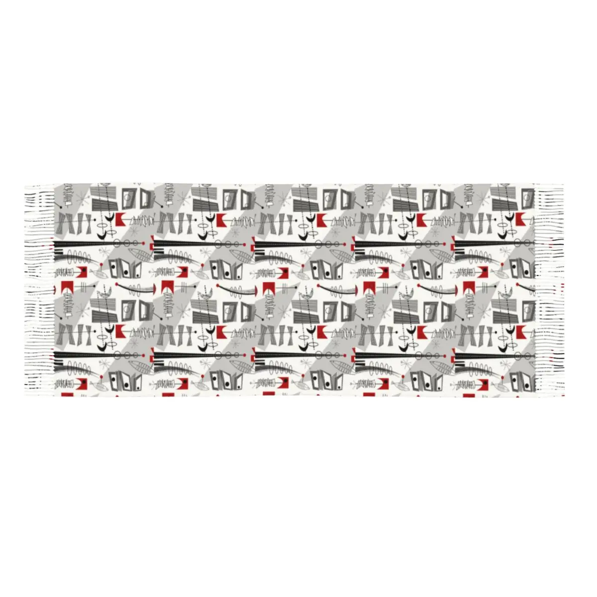 Современный абстрактный геометрический шарф середины века с индивидуальным принтом для мужчин и женщин, зима-осень, теплые шарфы, шаль в атомном стиле