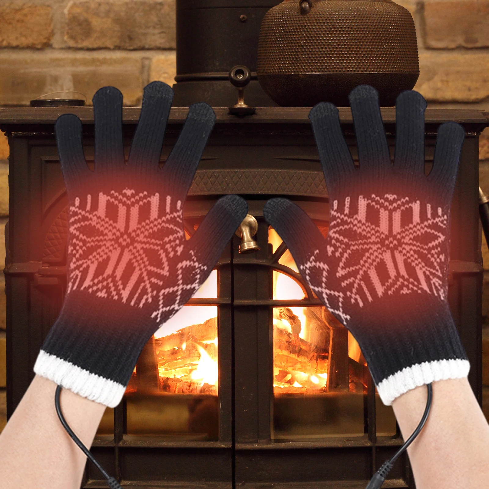 

Electric Heated Gloves Touch Screen Full Finger Warmer Knitted Gloves Wear Resist Motorcycle Thermal Gloves for Winter Ski Sport