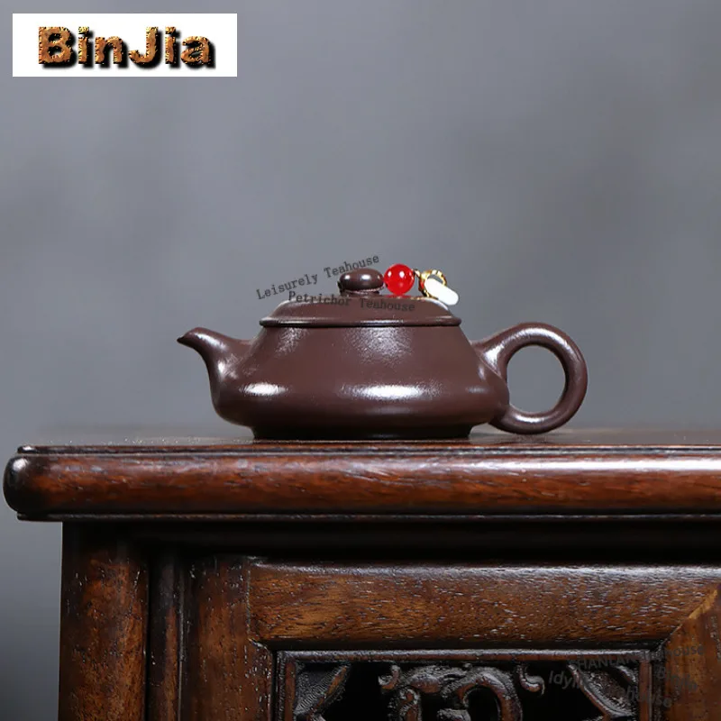 90ml Ancient Yixing Purple Clay Teapots Handmade Sketch Pot Raw Ore Aged Black Mud Kettle Chinese Zisha Tea Set Collection Gift